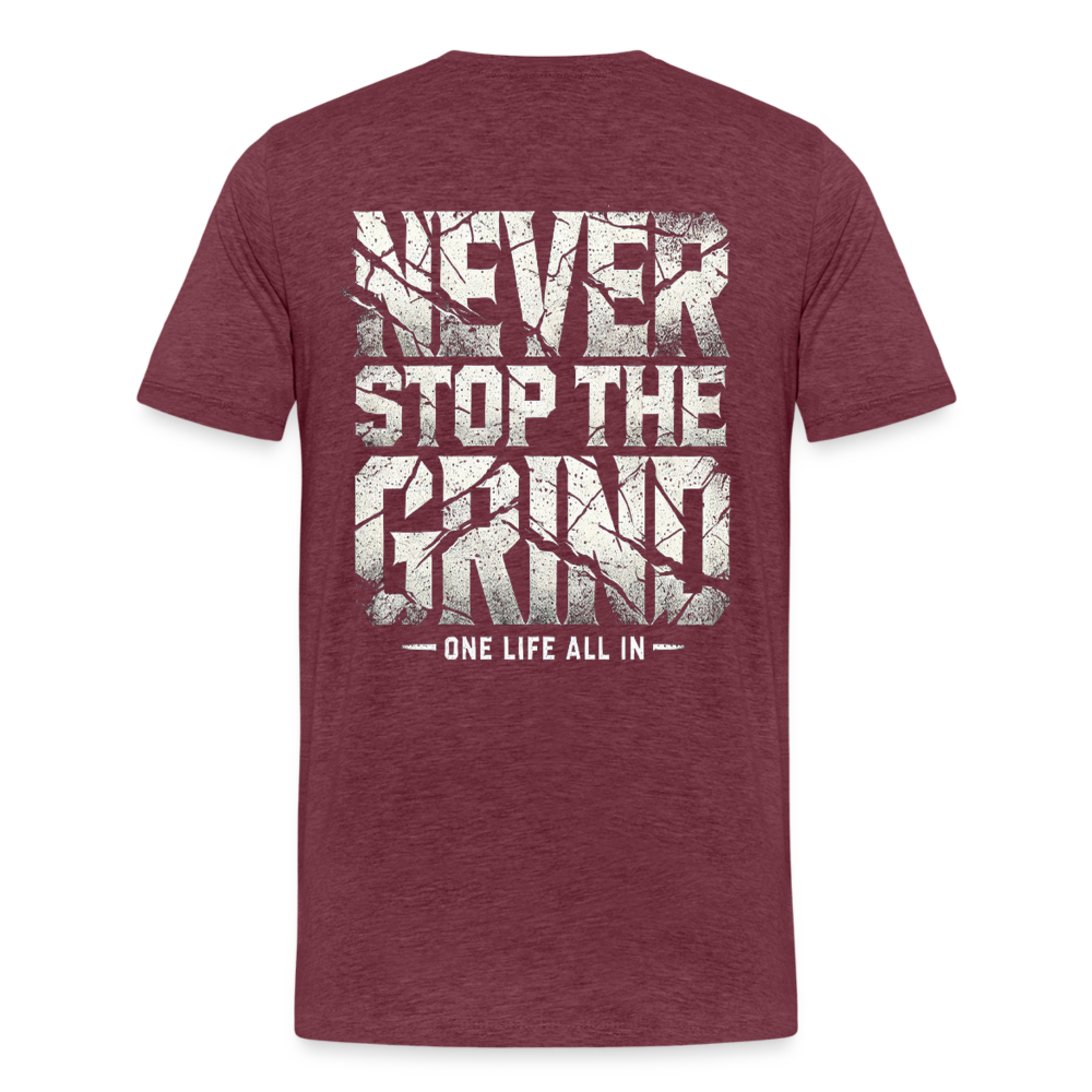 Men T-Shirt Never Stop The Grind - Bordeauxrot meliert