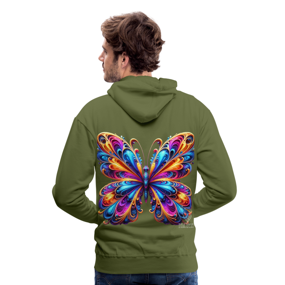 Men Hoodie Vibrant Butterfly Elegance - Olivgrün