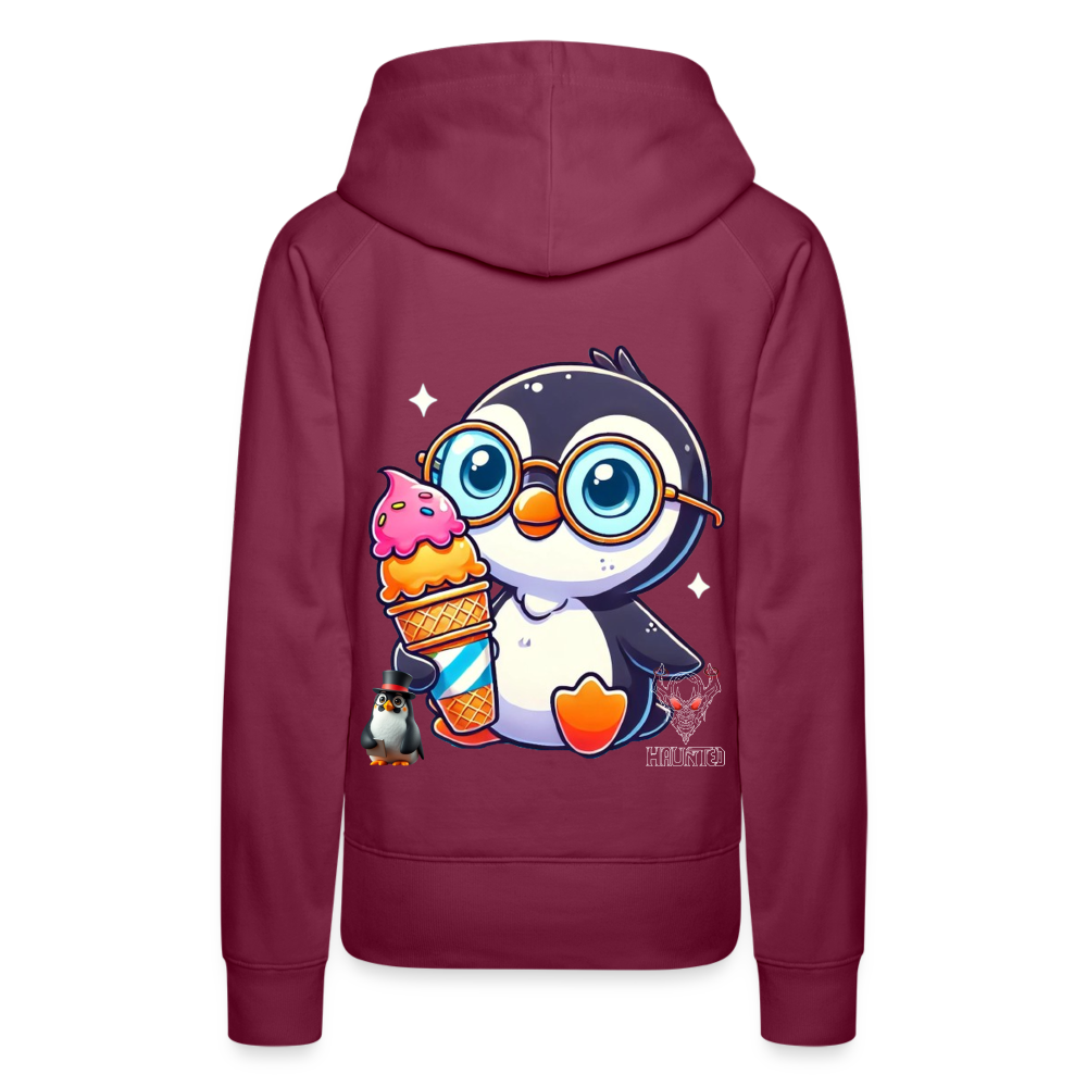 Women Hoodie KasPenguin with Ice - Bordeaux