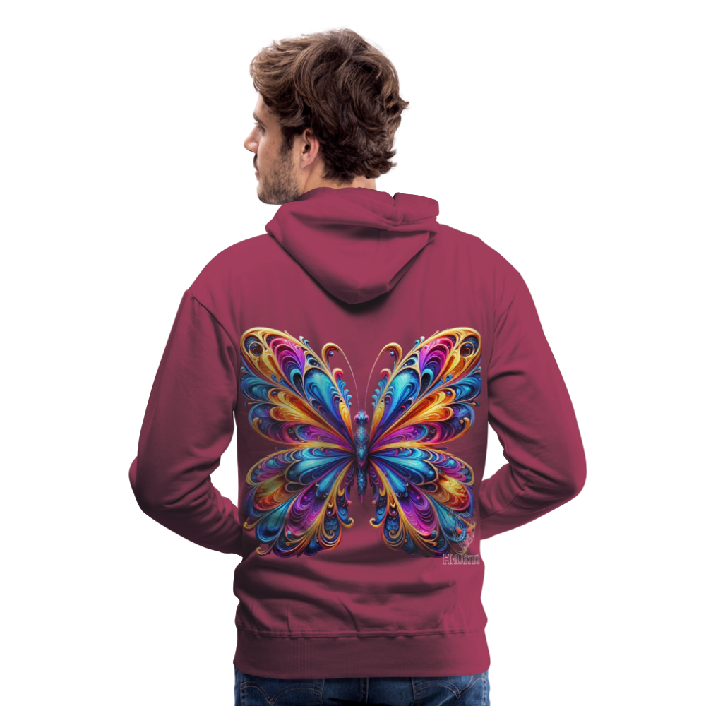 Men Hoodie Vibrant Butterfly Elegance - Bordeaux