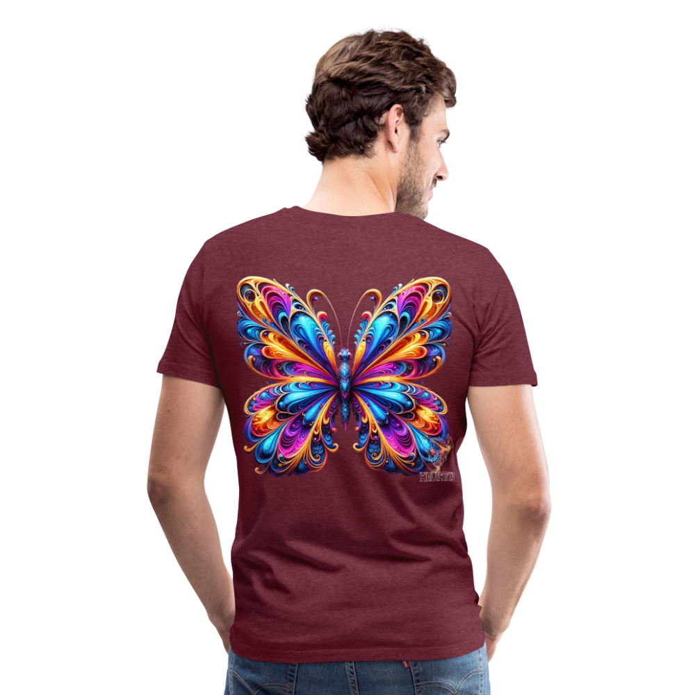 Men T-Shirt Vibrant Butterfly Elegance - Bordeauxrot meliert
