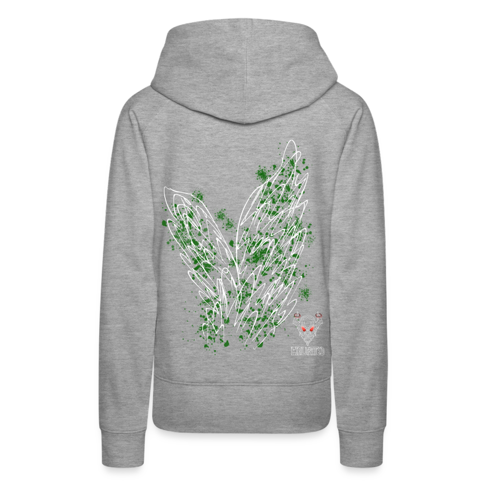 Women Hoodie Dark Green Wings - Grau meliert