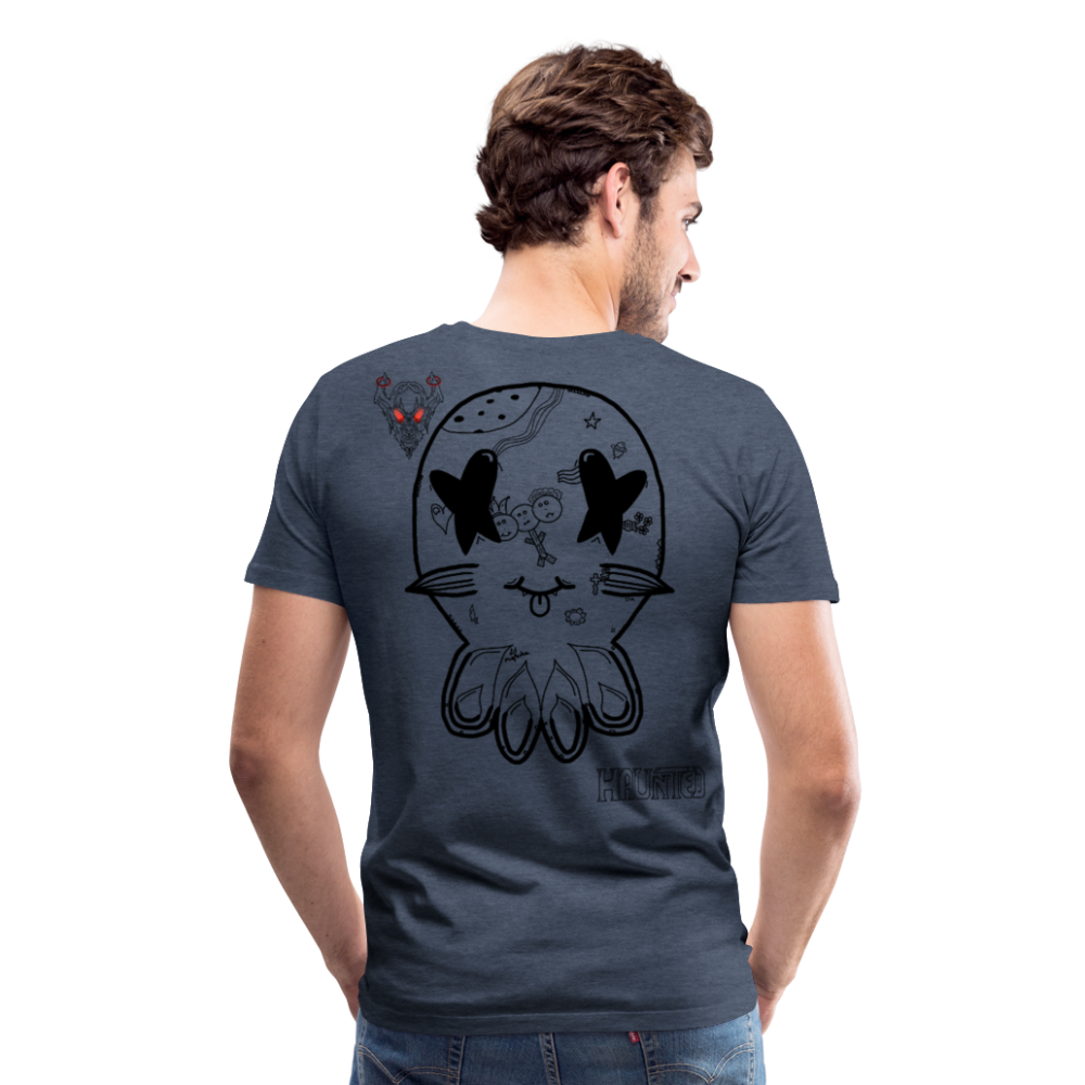Man T-Shirt Ghost Doodle Dark - Blau meliert