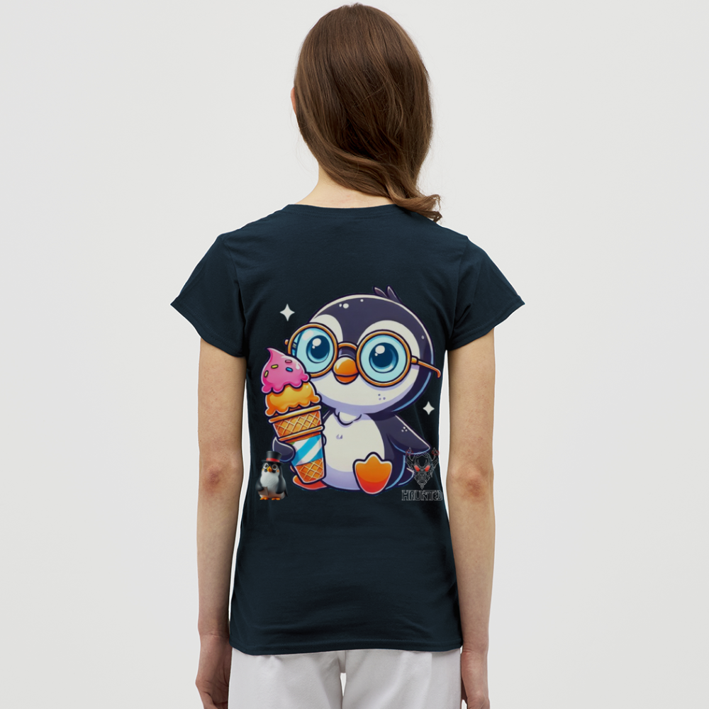 Women T-Shirt KasPenguin with Ice - Navy