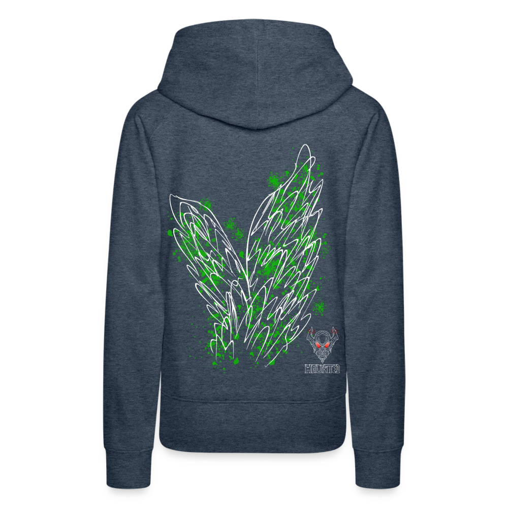 Women Hoodie Green Wings - Jeansblau
