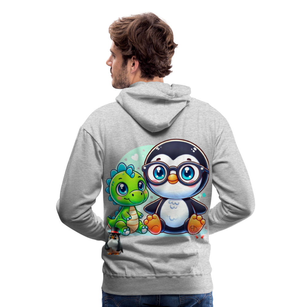Men Hoodie KasPenguin with Dinosaur - Grau meliert