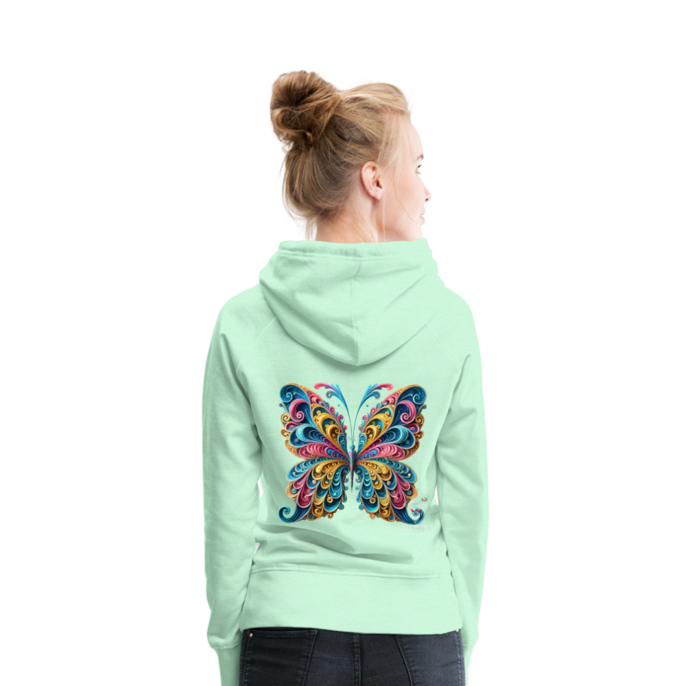 Woman Hoodie Whimsical Butterfly Harmony - helles Mintgrün