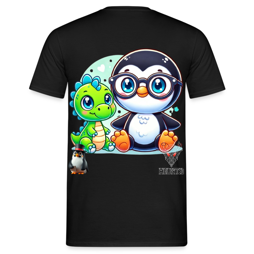 Men T-Shirt KasPenguin with Dinosaur - Schwarz