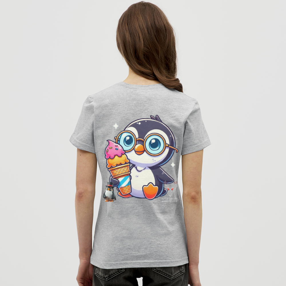 Women T-Shirt KasPenguin with Ice - Grau meliert