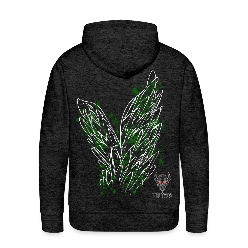Men Hoodie Dark Green Wings - Anthrazit