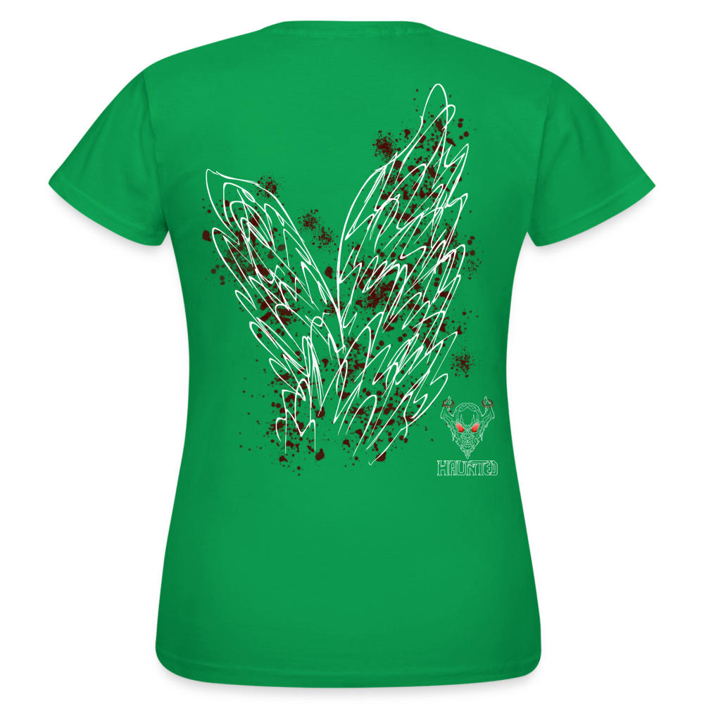 Women T-Shirt Dark Red Wings - Kelly Green