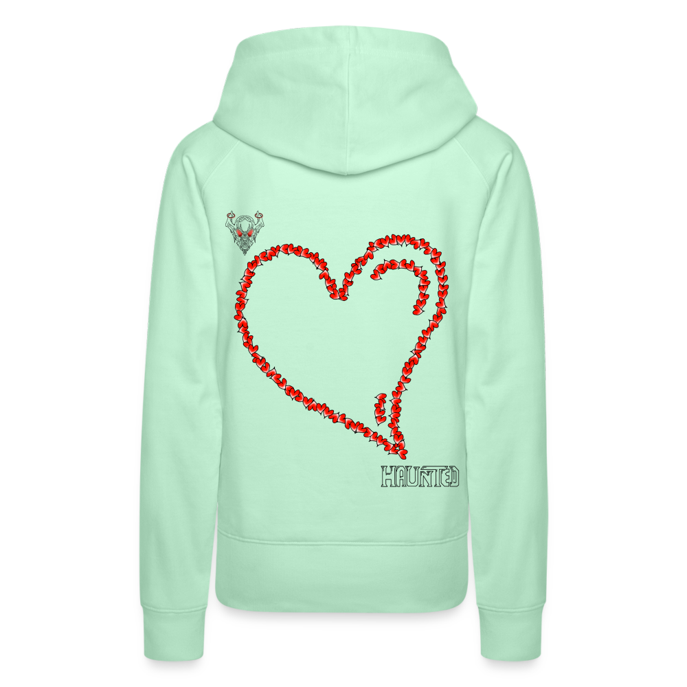 Woman Hoodie Hearts Dark - helles Mintgrün
