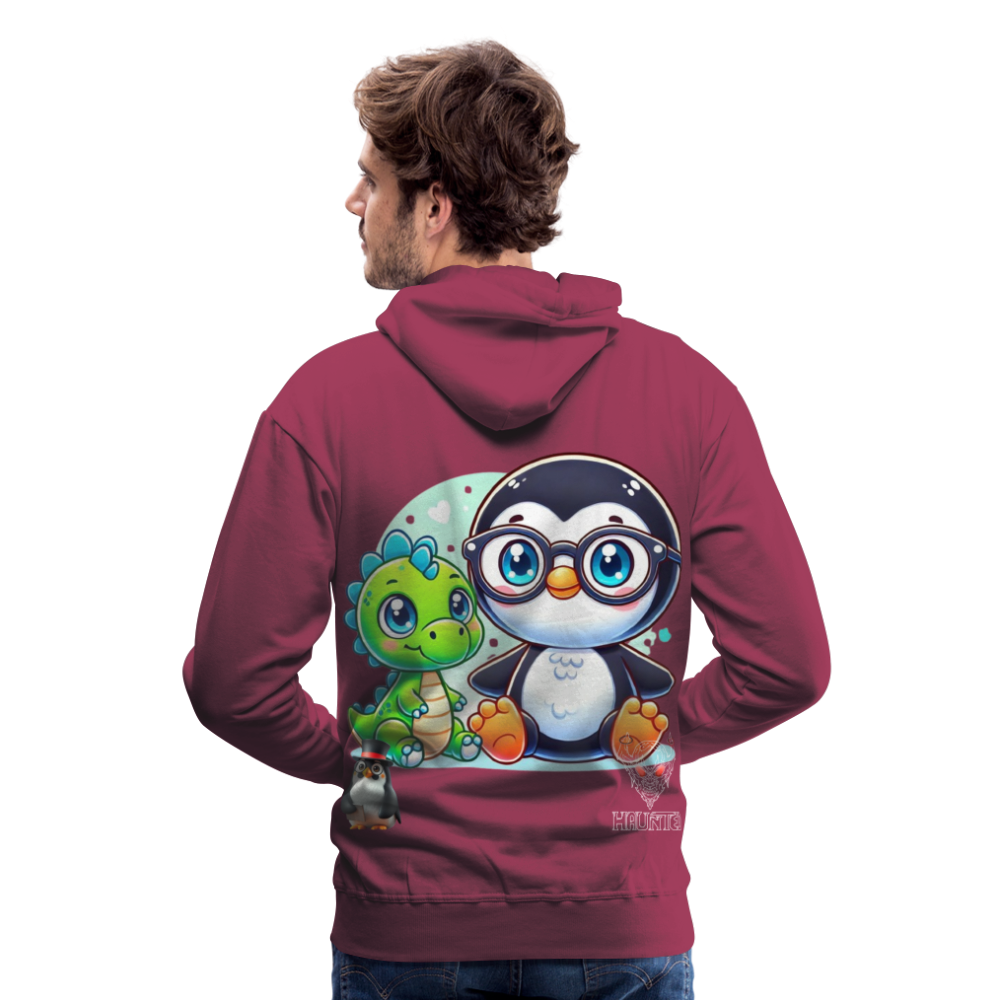 Men Hoodie KasPenguin with Dinosaur - Bordeaux
