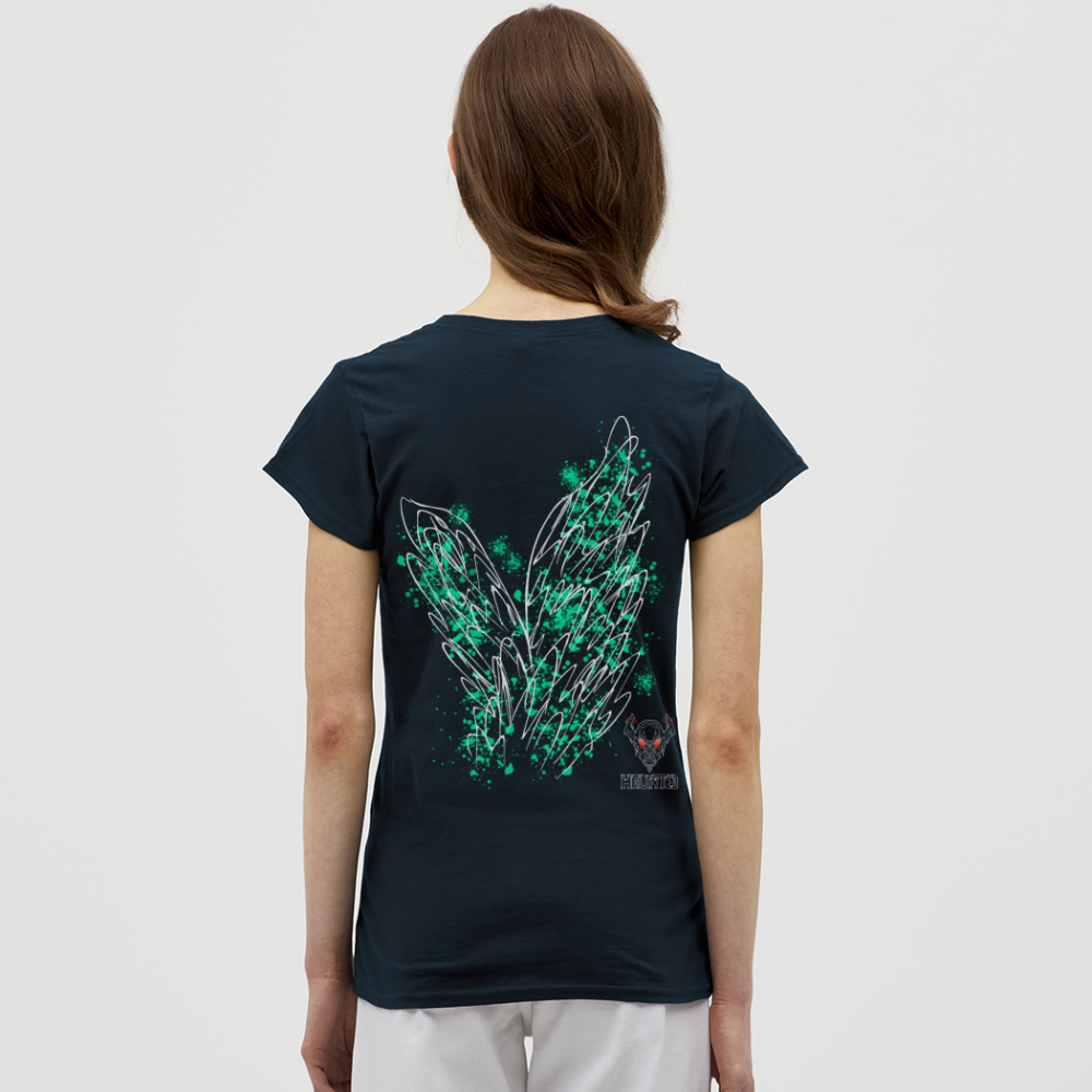 Women T-Shirt Turquoise Wings - Navy