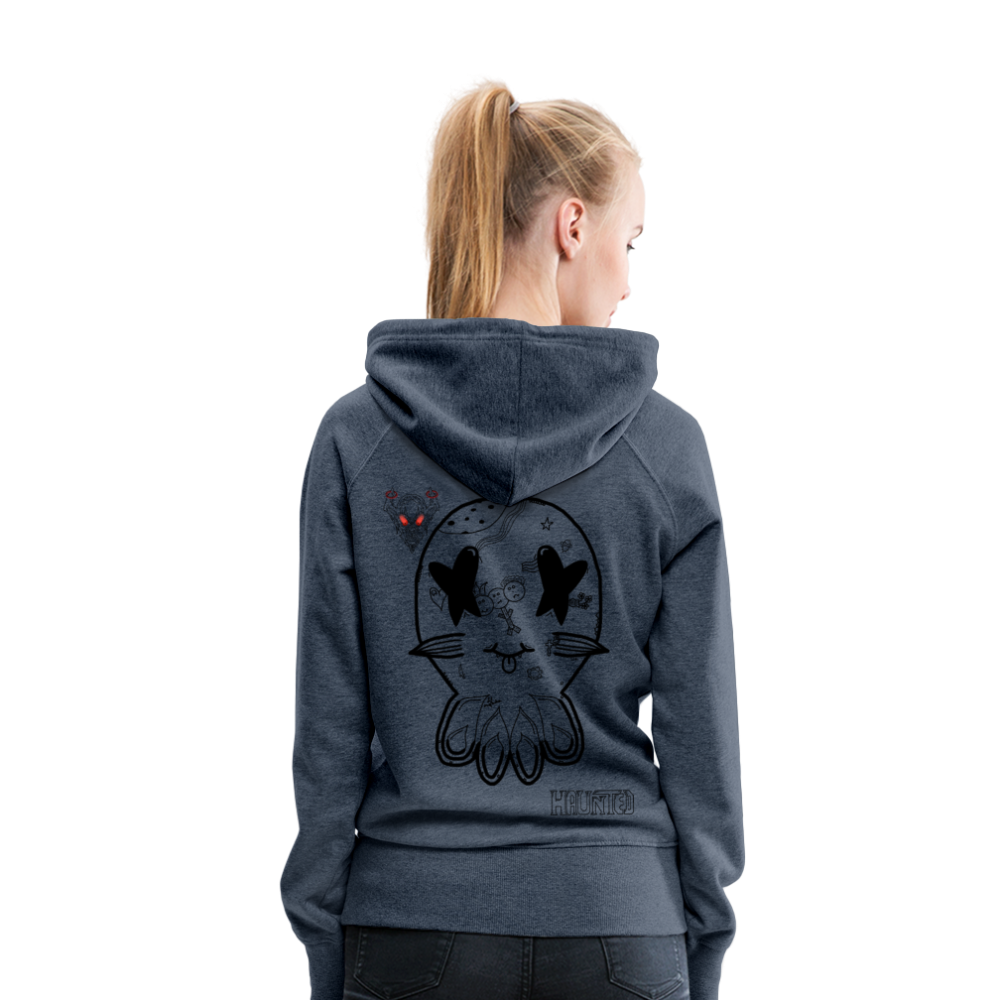 Woman Hoodie Ghost Doodle Dark - Jeansblau