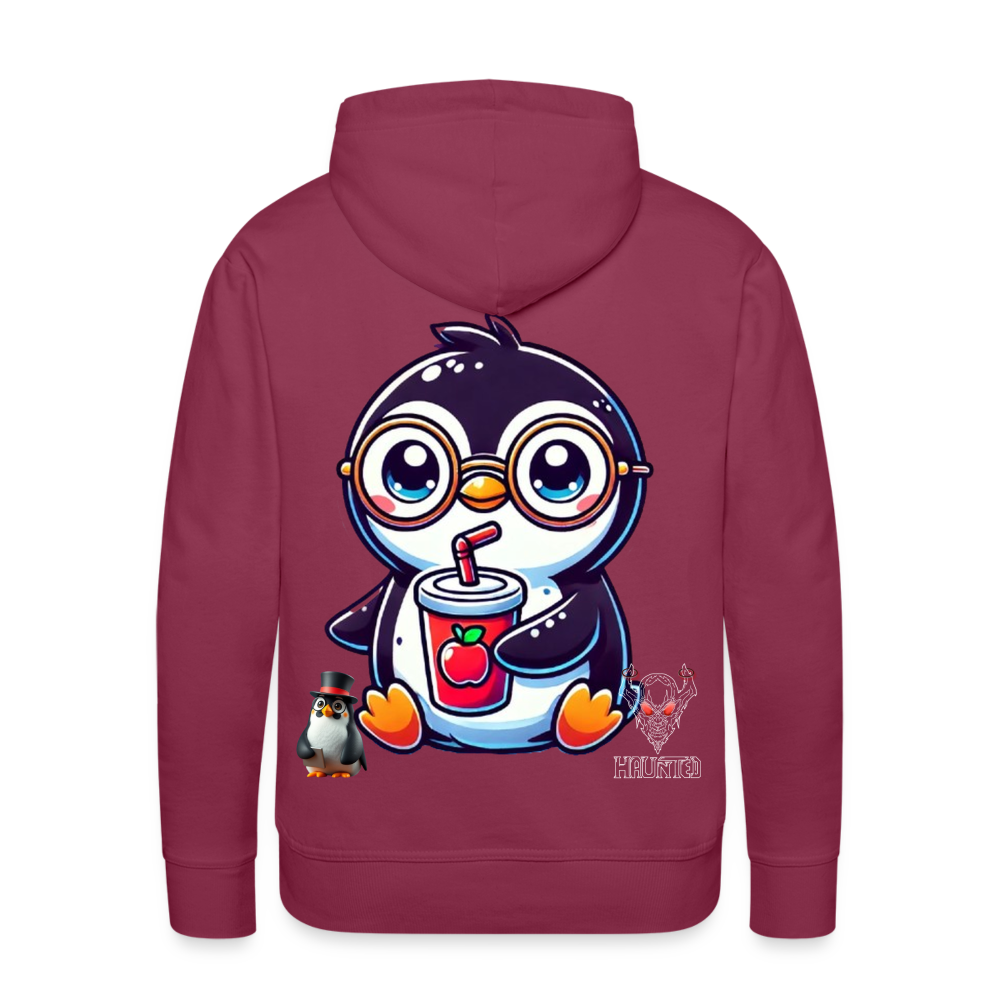 Men Hoodie KasPenguin with Drink - Bordeaux