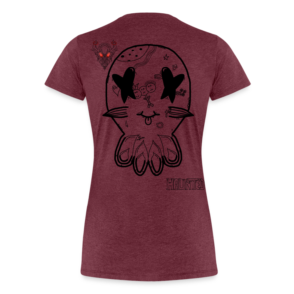 Woman T-Shirt Ghost Doodle Dark - Bordeauxrot meliert
