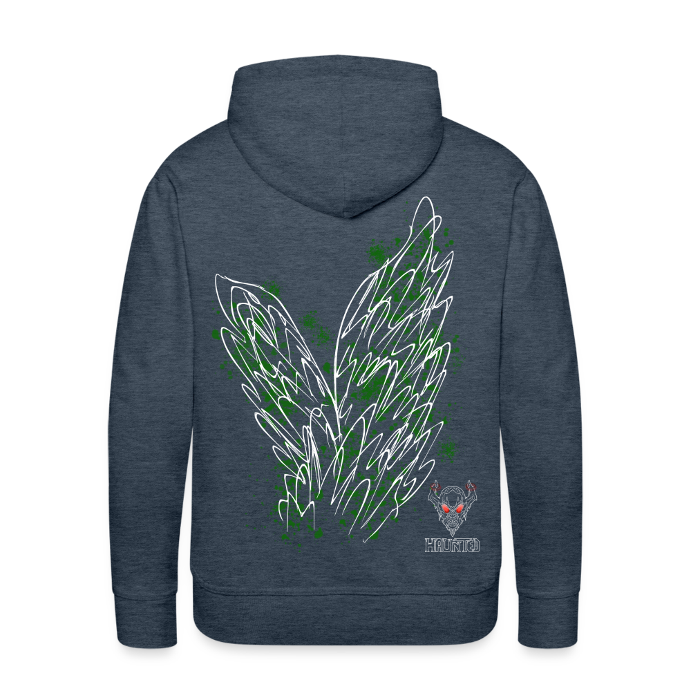 Men Hoodie Dark Green Wings - Jeansblau
