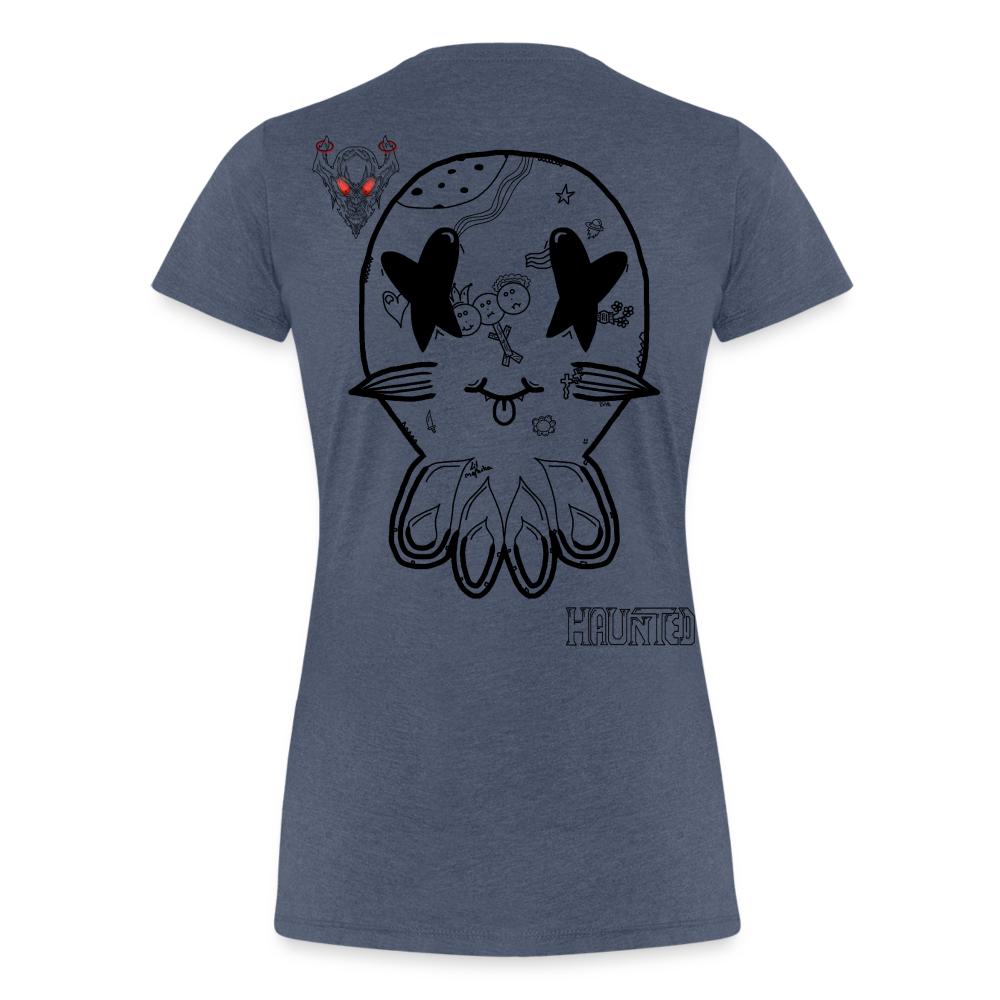 Woman T-Shirt Ghost Doodle Dark - Blau meliert