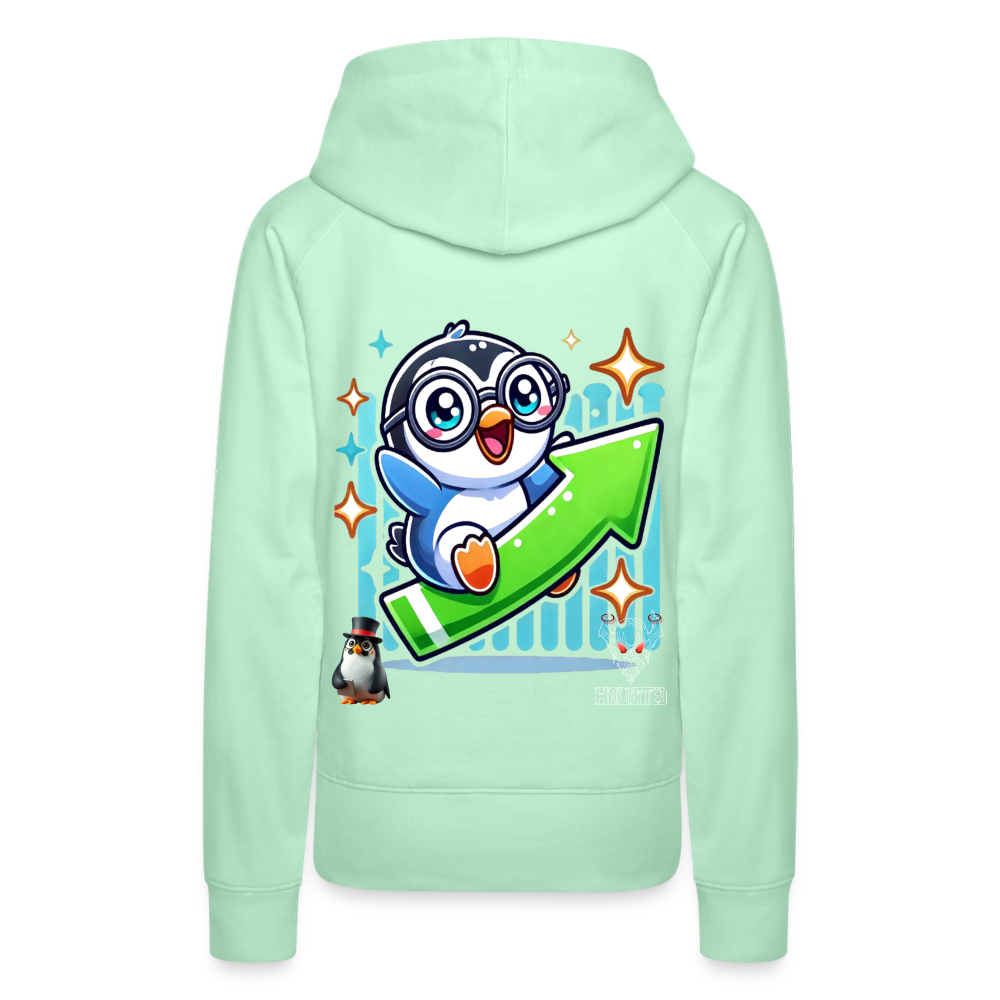 Women Hoodie KasPenguin Riding the Trend - helles Mintgrün