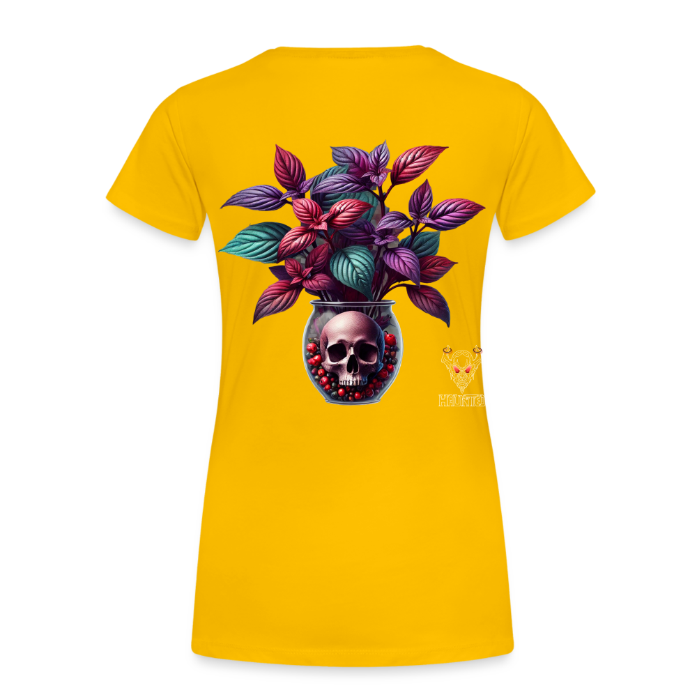 Woman T-Shirt Skull Bloom Vase - Sonnengelb