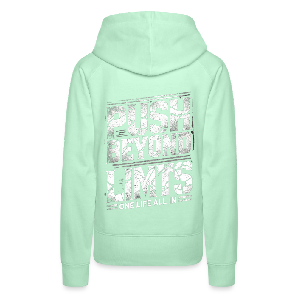 Women Hoodie Push Beyond Limits - helles Mintgrün