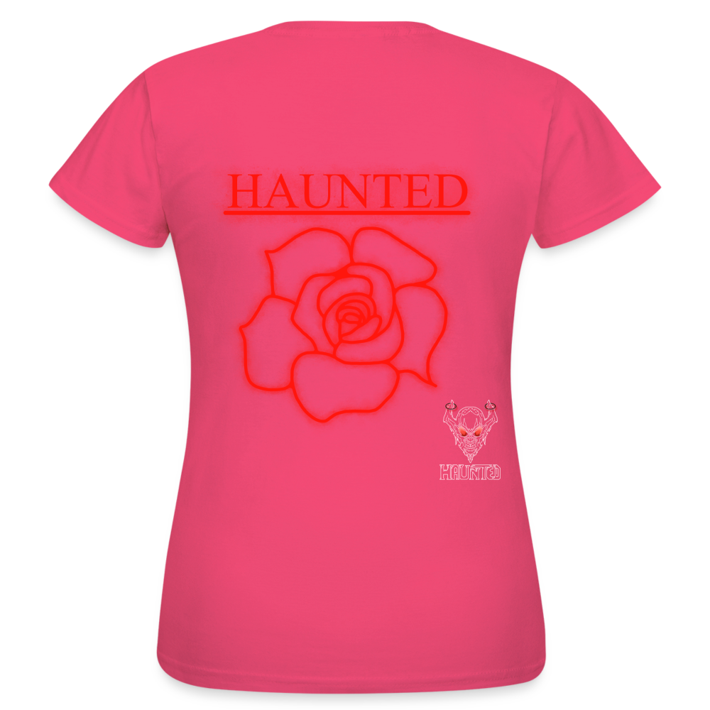 Women T-Shirt Red Neon Rose - Azalea