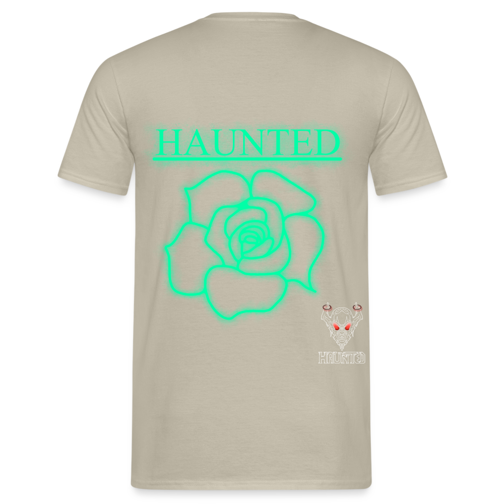 Men T-Shirt Turquoise Neon Rose - Sandbeige