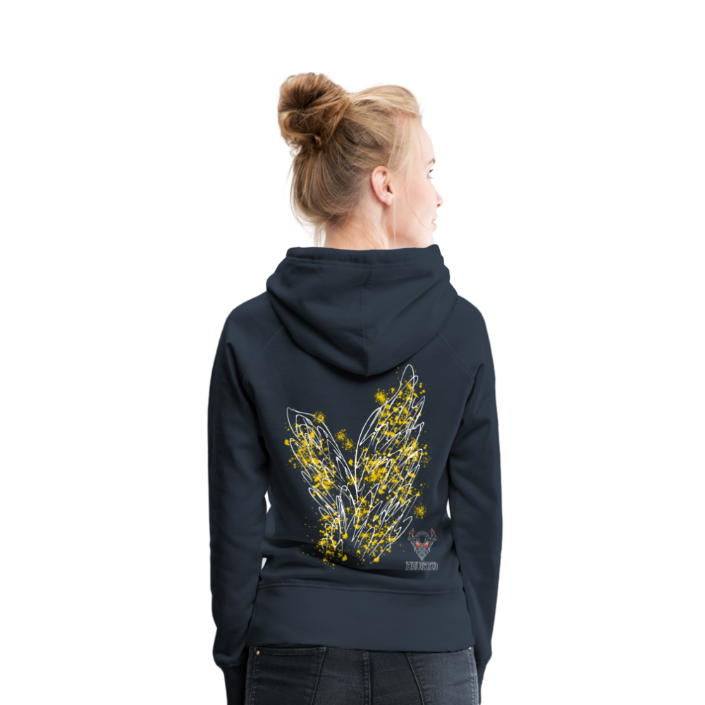 Women Hoodie Yellow Wings - Navy