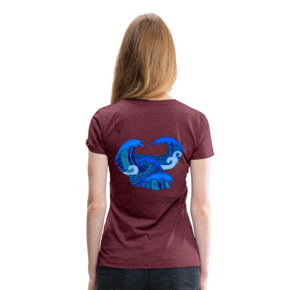 Woman T-Shirt Waves Dark - Bordeauxrot meliert