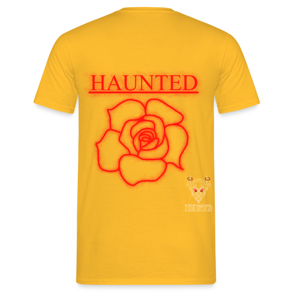 Men T-Shirt Red Neon Rose - Gelb
