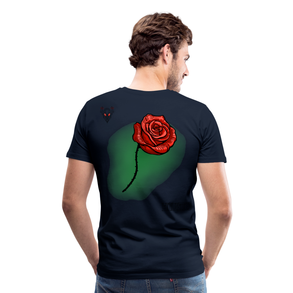 Man T-Shirt Rose on Green 3 - Navy