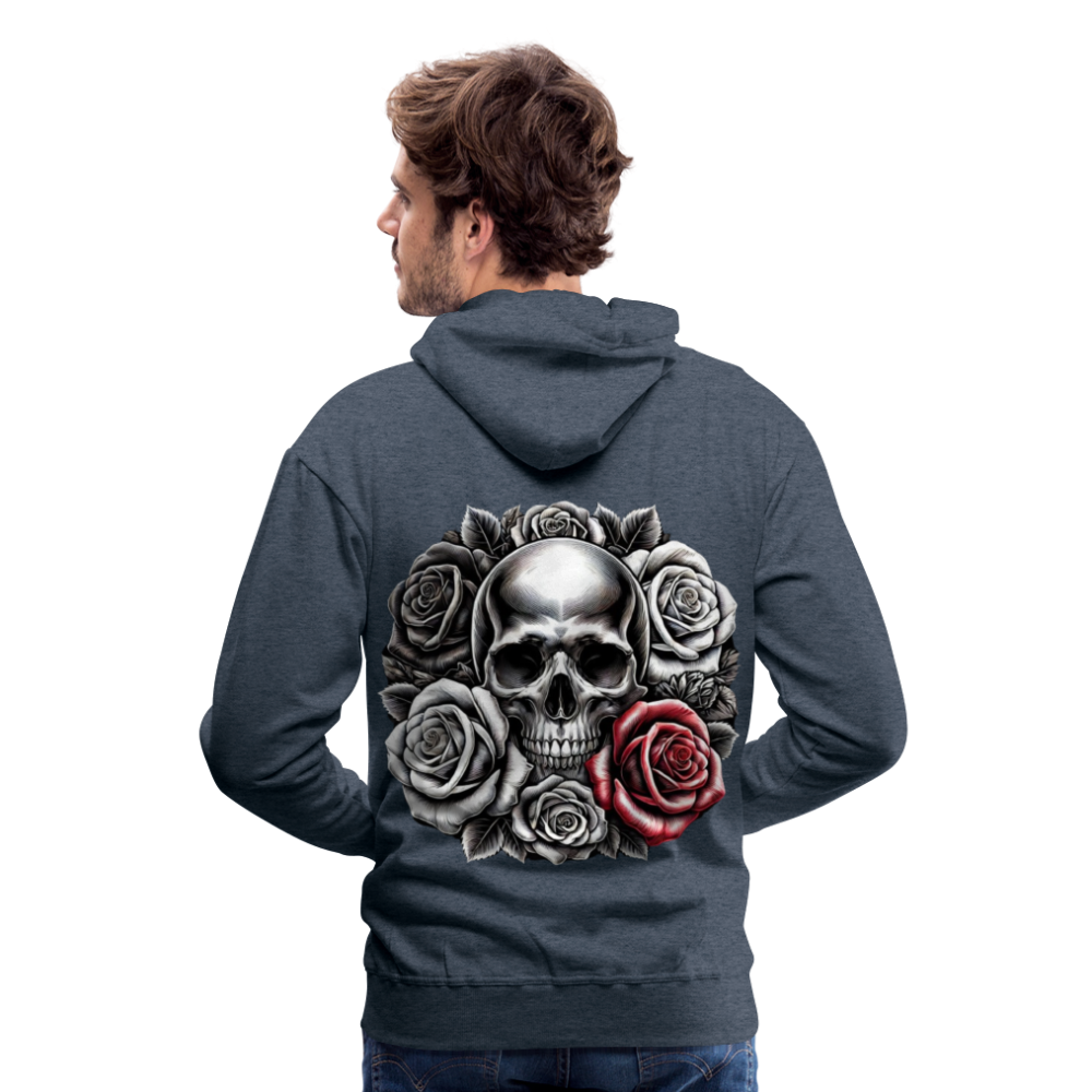 Men Hoodie Skull Roses - Jeansblau