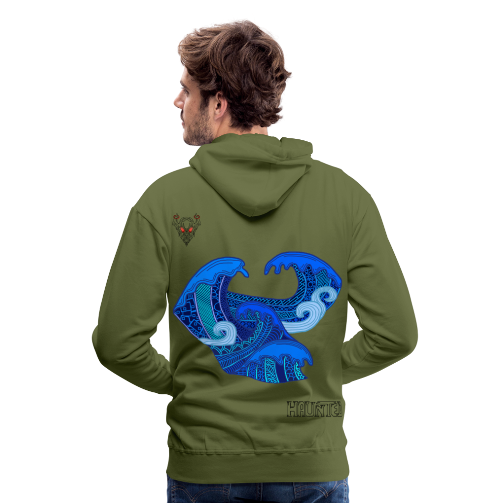 Men Hoodie Waves Dark - Olivgrün
