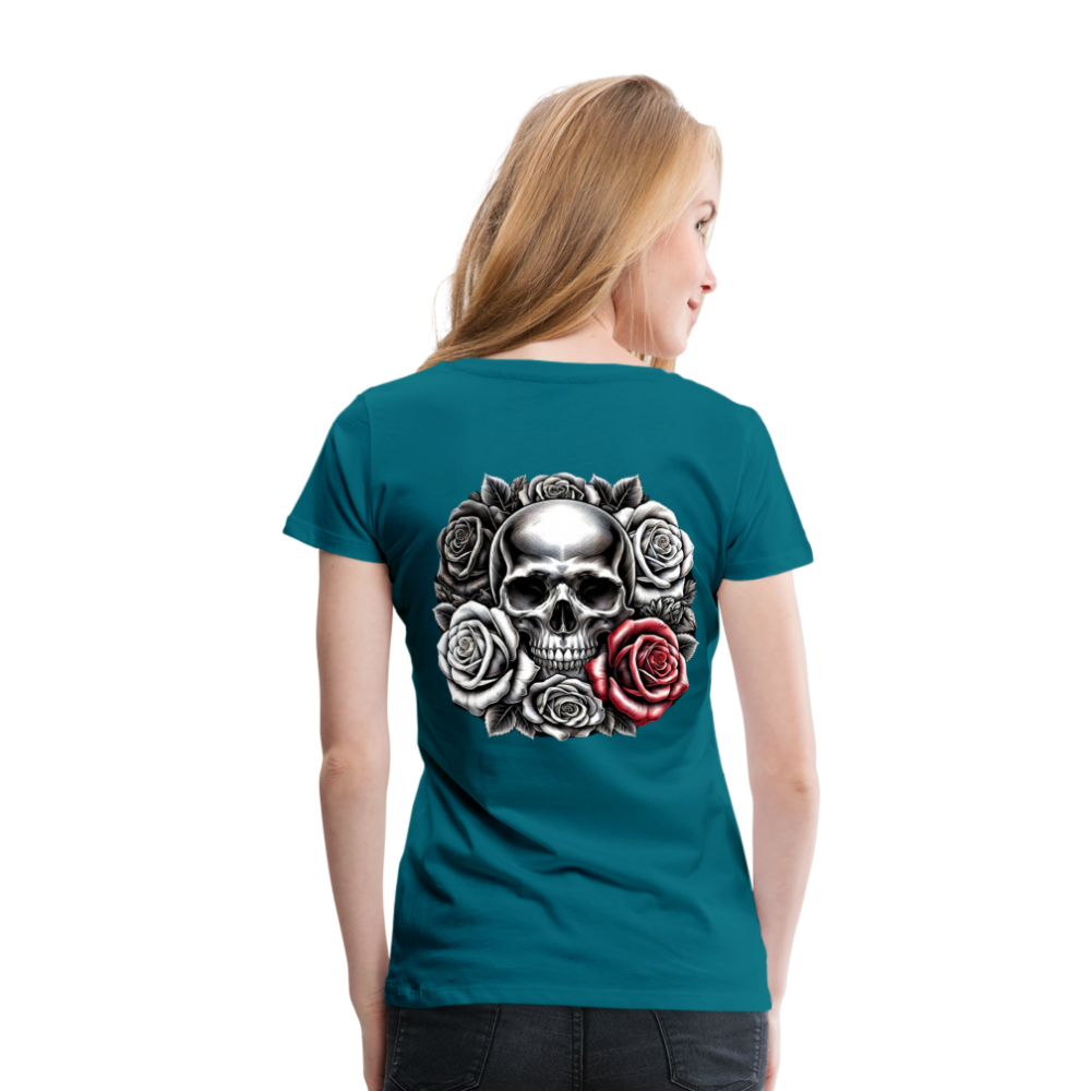 Women T-Shirt Skull Roses - Divablau