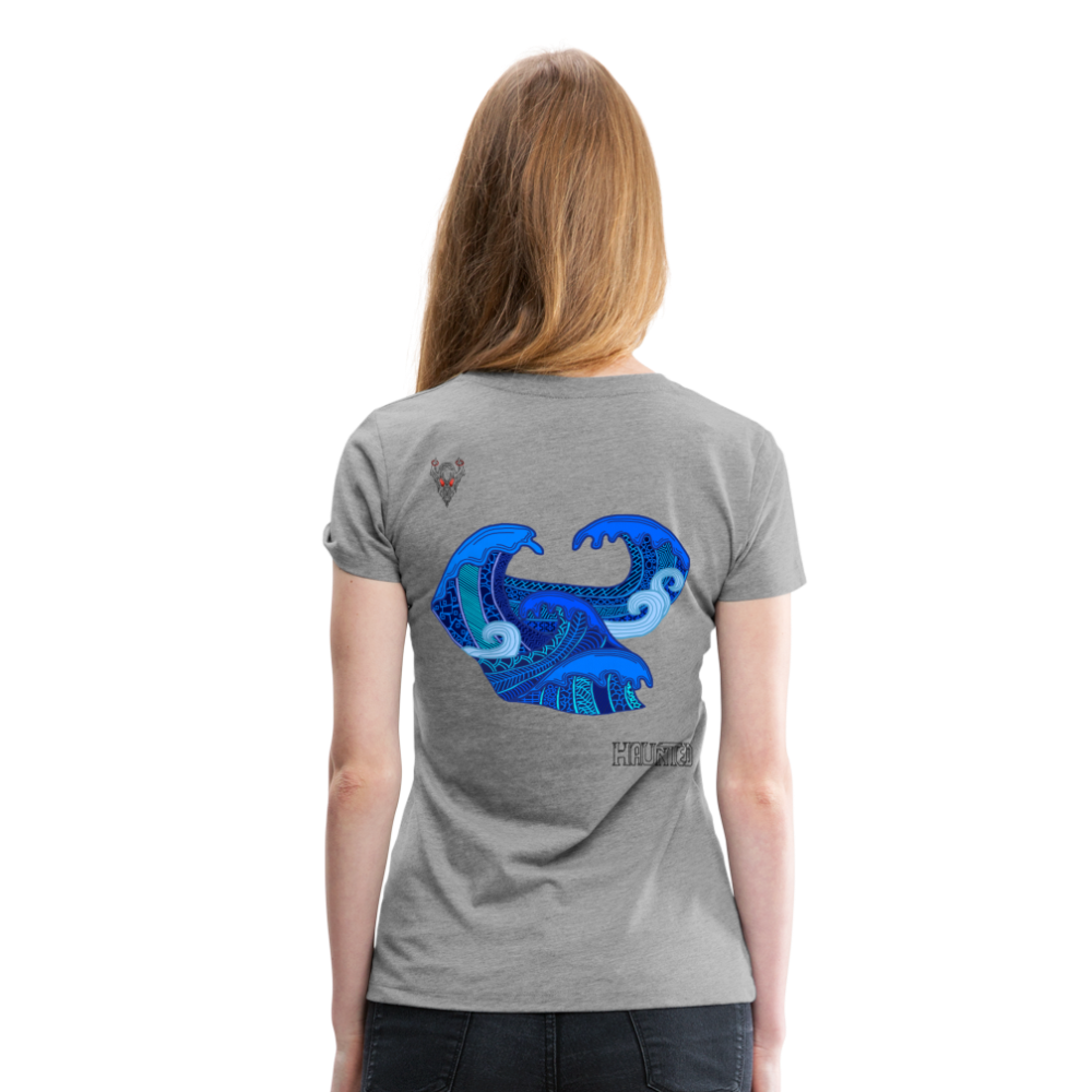 Woman T-Shirt Waves Dark - Grau meliert
