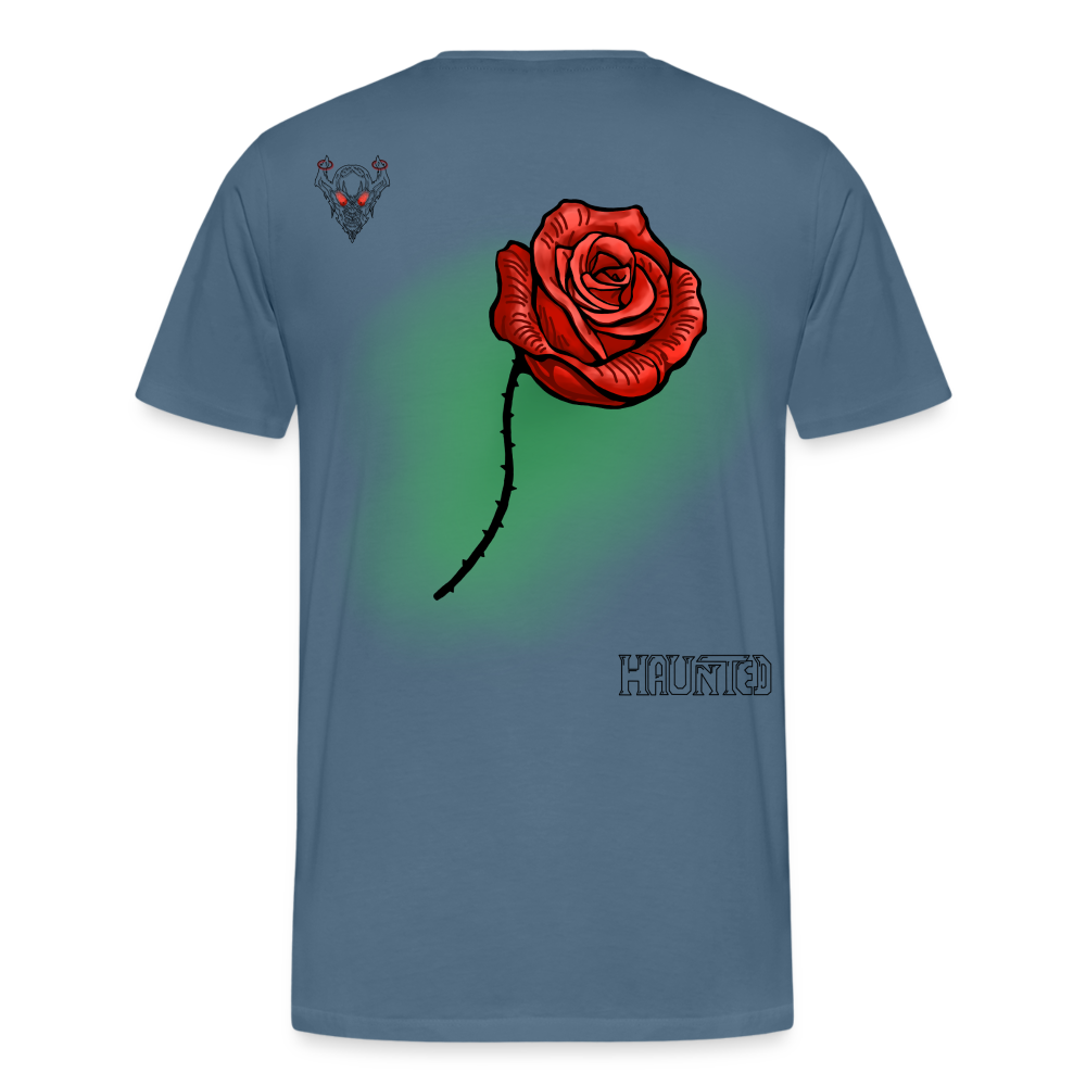 Man T-Shirt Rose on Green 2 - Blaugrau