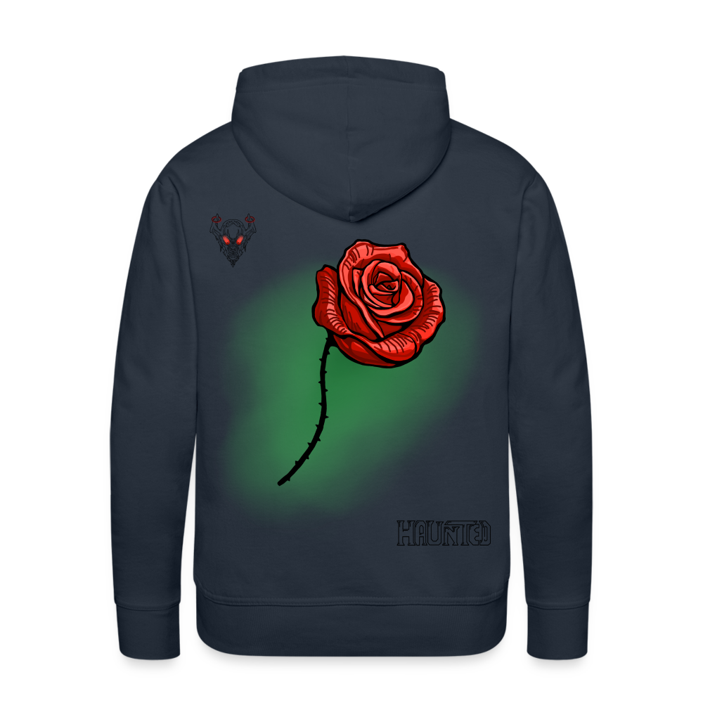Men Hoodie Rose On Green 3 - Navy