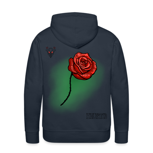 Men Hoodie Rose On Green 3 - Navy