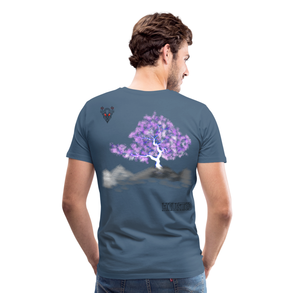 Man T-Shirt Cherry Blossom - Blaugrau
