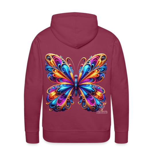 Men Hoodie Vibrant Butterfly Elegance - Bordeaux