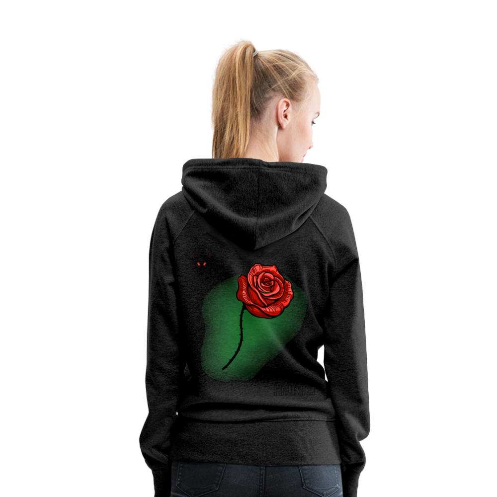 Woman Hoodie Rose on Green 3 - Anthrazit