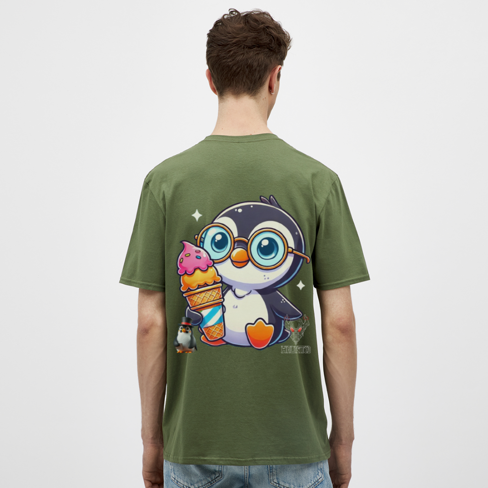 Men T-Shirt KasPenguin with Ice - Militärgrün