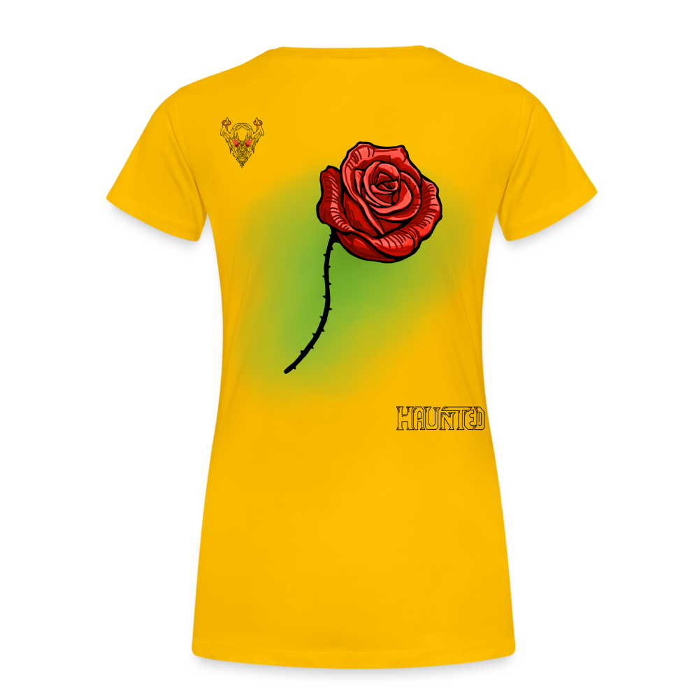 Woman T-Shirt Rose on Green 3 - Sonnengelb
