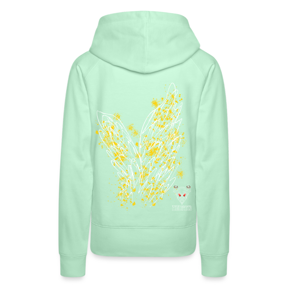 Women Hoodie Yellow Wings - helles Mintgrün
