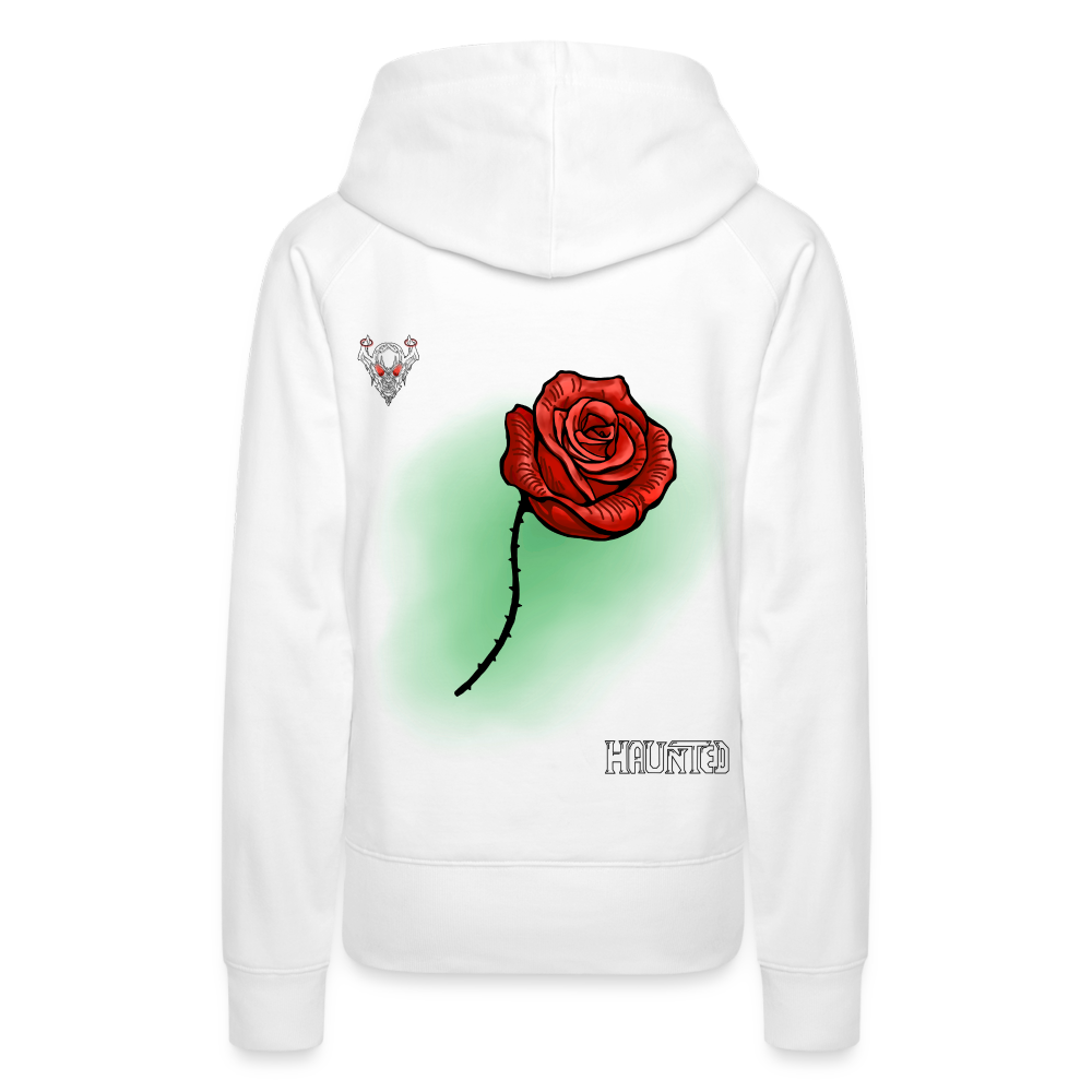 Woman Hoodie Rose on Green 2 - Weiß