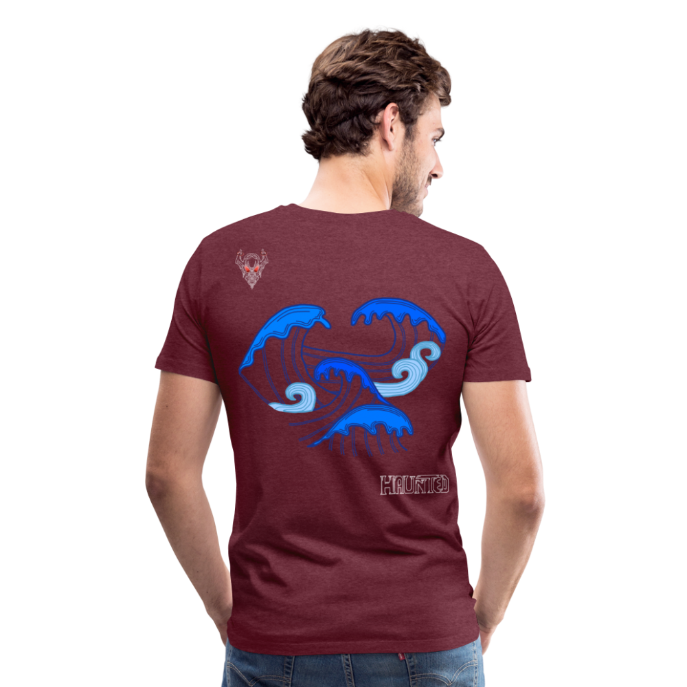 Man T-Shirt Waves clean Light - Bordeauxrot meliert