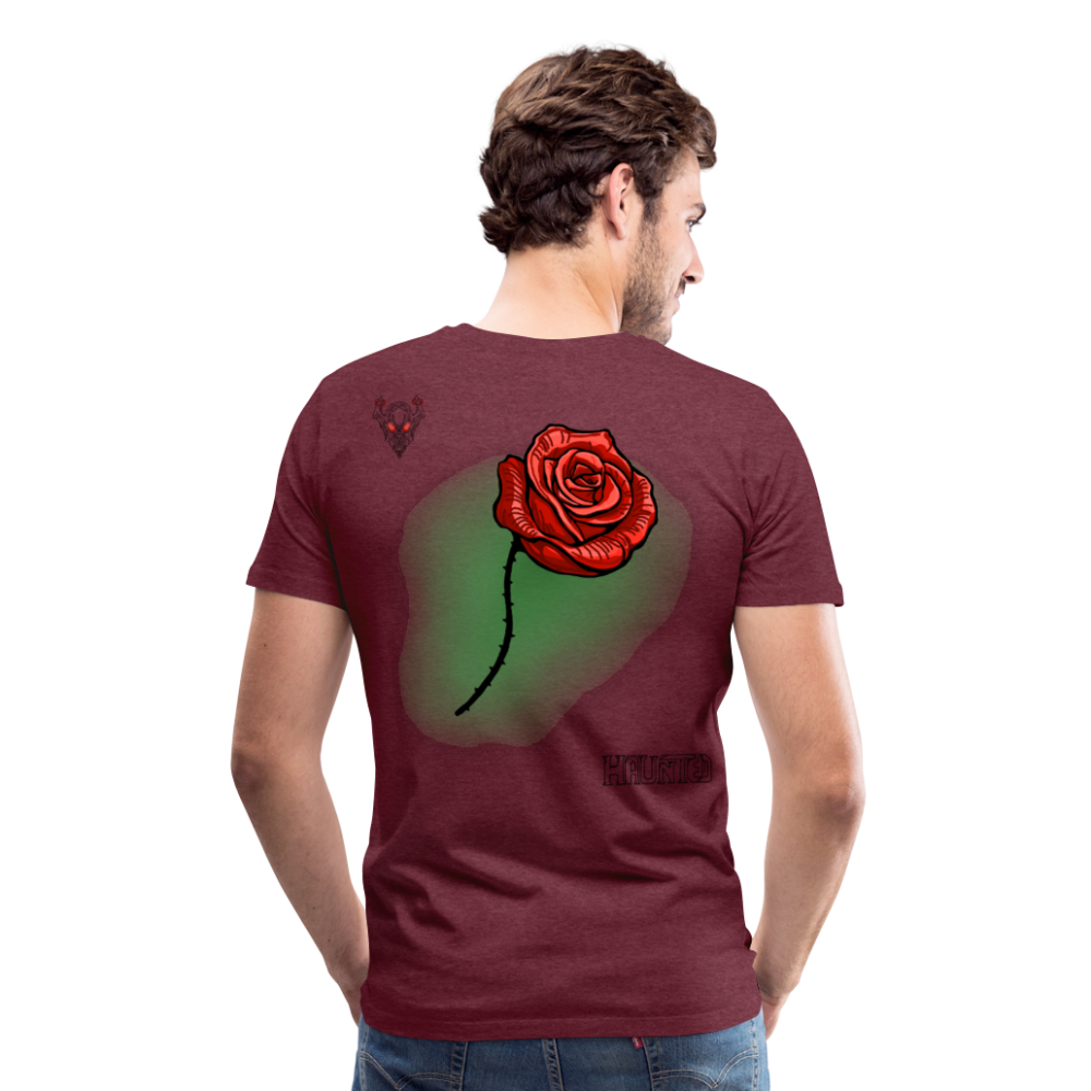 Man T-Shirt Rose on Green 3 - Bordeauxrot meliert