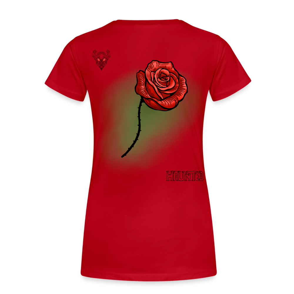 Woman T-Shirt Rose on Green 2 - Rot