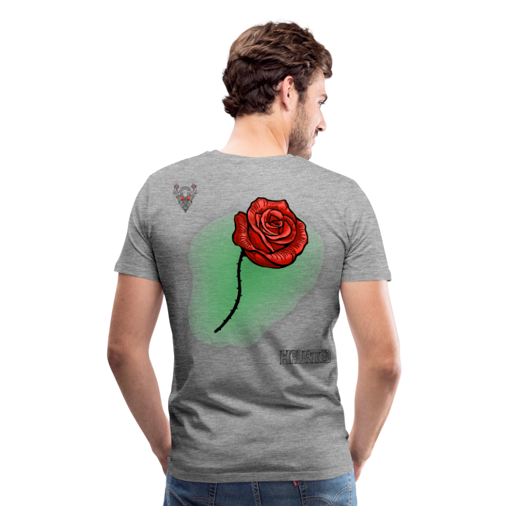 Man T-Shirt Rose on Green 2 - Grau meliert